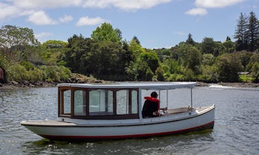 ¡Alquiler de barco eléctrico Frolic Classic para explorar el histórico río Kerikeri! Bay of Islands, Nueva Zelanda