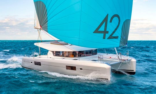 10-Guests Lagoon 42 Bareboat Charter with A/C Cabins in Corfu, Greece