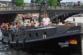 30-40 persons: 'HMS Friendship Canal Boat' in Amsterdam, Netherlands (100% electric)