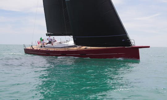 Red Carpet Vismara V71 crewed race-cruising yacht for charter in the Med