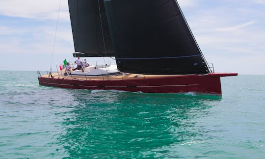 Red Carpet Vismara V71 crewed race-cruising yacht for charter in the Med