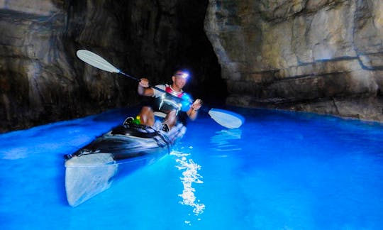 Night cave kayaking