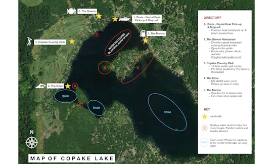 Please review this map of Copake Lake before setting sail