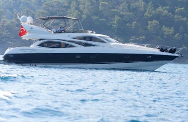 Luxury Feel 6 Person Sunseeker Motor Yacht for Rent in Muğla, Turkey