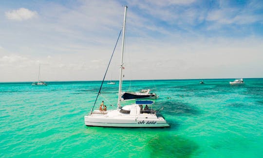 Cheers to the Seas: 37ft Catamaran Charter in Cancún with Open Bar Options!