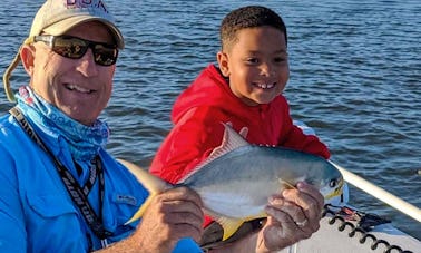 Pesca costera en agua salada en Mosquito Lagoon en Orlando, Cocoa, New Smyrna y Daytona