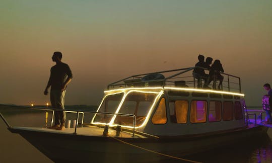 Vessel is called M.V FOX and it is based in Patna Bihar. We offer rides which provide majestic view of holly Ganga and show you all the historic Ghats