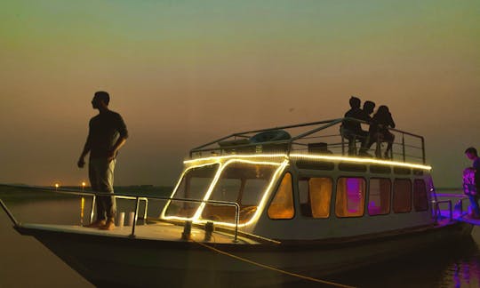 Vessel is called M.V FOX and it is based in Patna Bihar. We offer rides which provide majestic view of holly Ganga and show you all the historic Ghats