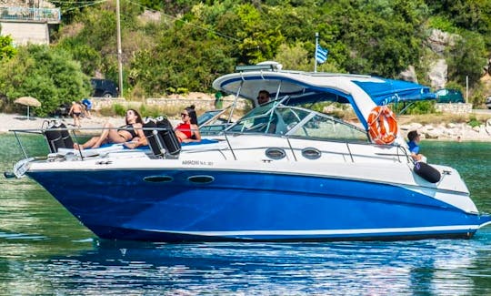 Skippered Sundancer Motor Yacht Charter For Daily Cruises To Overnight Stays In Lefkada, Greece