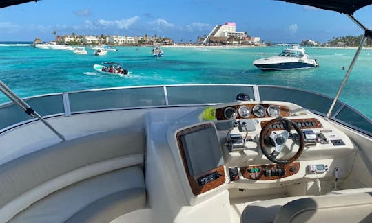 Charter this amazing 44' Flybridge Meridien Yacht in Cancun up 17 guests