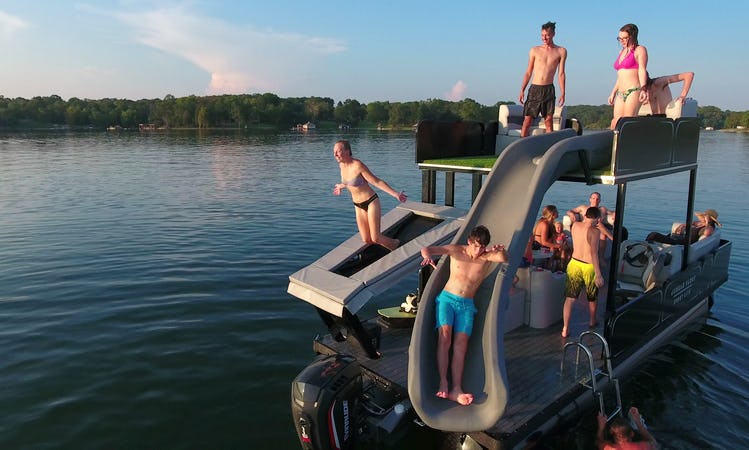 My family bought a Sport Pontoon trampoline boat with water slide 