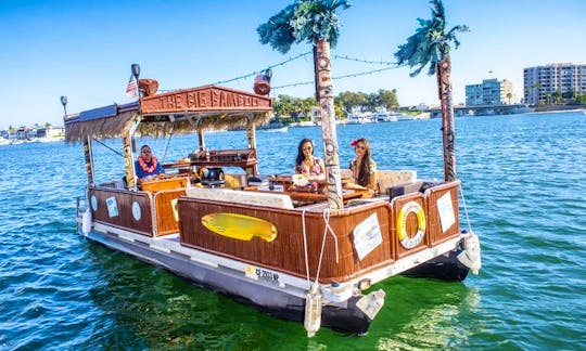 Tiki-Style Pontoon Boat for Rent in Newport Harbor, Newport Beach SHOR#2022-06