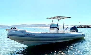 Tour de aventura en lancha motora RIB ST650 de 22 pies en Paros