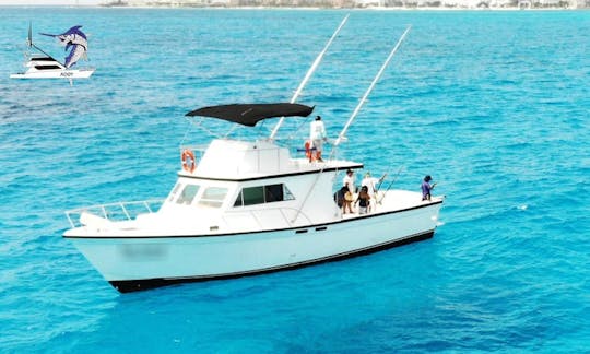 Cancun Fishing Charter if you don't fish you don't pay 46ft yacht