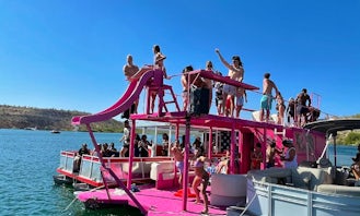 Pink Custom 40ft Party Barge Rental With Captain!! Plan your next event or party!