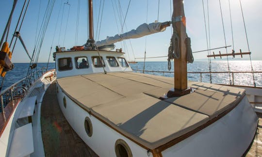 Traditional Wood Kaiki Sailboat in Athens for Charter