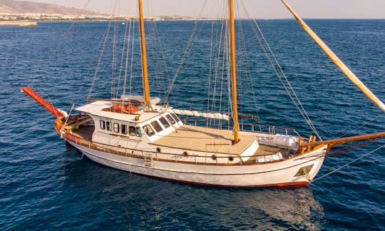 Traditional Wood Kaiki Sailboat in Athens for Charter