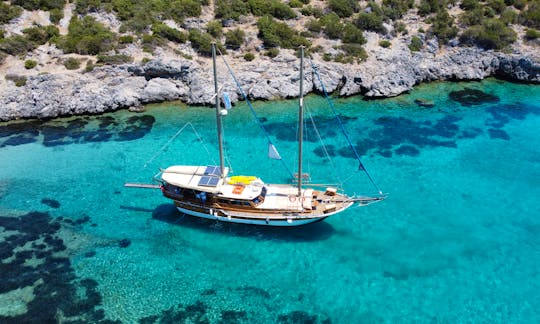 Private Charter for Daily Weekly Cruise Onboard 66' Sailing Gulet for 10 People in Bodrum