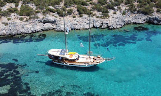 Private Charter for Daily Weekly Cruise Onboard 66' Sailing Gulet for 10 People in Bodrum