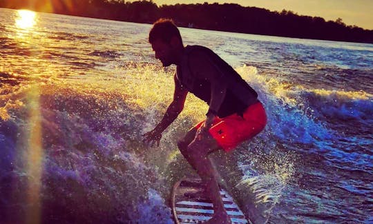 Surfing on sunset