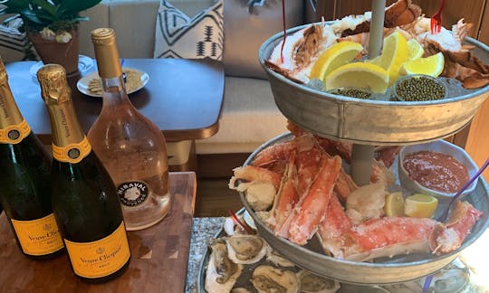 Veuve Clicquot and our Private Chef Seafood Tower.