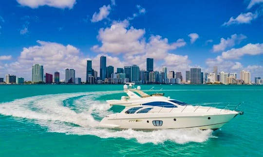 55' Azimut Motor Yacht Charter in Miami with Captain and Stewardess