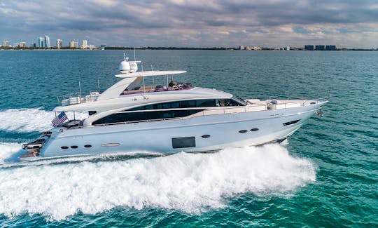 Captained Charter - 88' Princess Power Mega Yacht in Miami with Jetski and Floating Pads