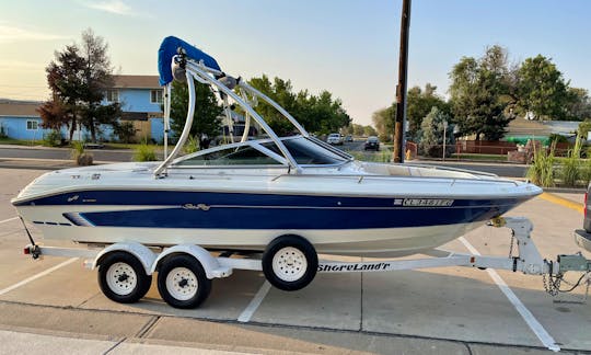 1995 Searay Bowrider 200, 21 ft Ski Boat, with; Wake Board Tower, Bimini Top, Premium Sound System, LED Lights, Performance 350 Engine with High 5 Stainless Steel Propeller!