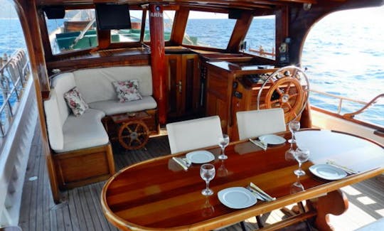 6 Person Turkish Gulet for Charter with Captain and Crew in Bodrum, Mugla