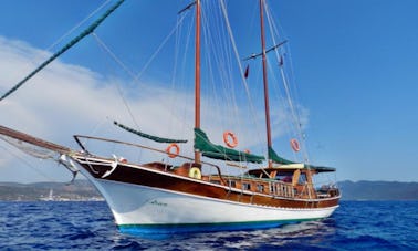 6 Person Turkish Gulet for Charter with Captain and Crew in Bodrum, Mugla