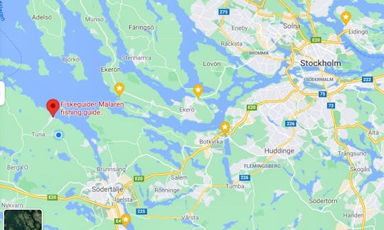 Red dot is my most common meeting place (best fishing is west Lake Mälaren). Yellow dots shows some additional meeting places.