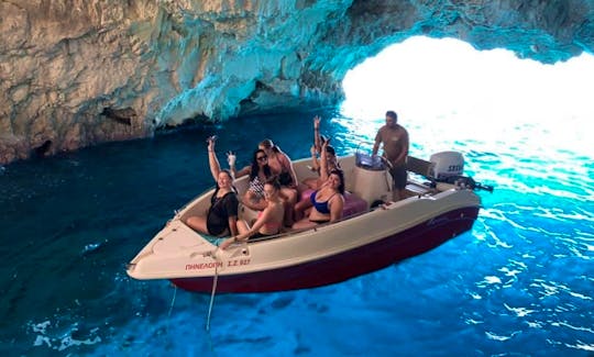 Rent a glass bottom boat and visit Shipwreck Navagio Beach, Blue Caves or Zakynthos Island