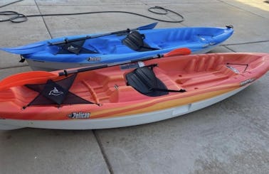 Pelican Bandit 10ft Kayak with extra gear available. Dry bag, waterproof box, cooler, phone sleeve!
