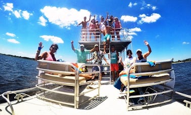 Bateau à toboggan Tritoon à deux étages de 30 pieds pour Destin en Floride - Profitez de Crab Island !