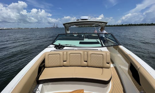 41-ft. The Hottest New Luxury Sport Yacht for Charter in Charleston, featuring Fusion Sound System, Gyro-Stabilizing and Quite-Ride Technology