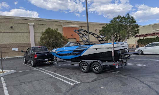 I tow and drop in water at San Vicente reservoir.