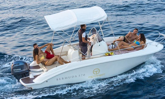 Capri Tour with Skippered Romar Bermuda 570 Boat Rental for 5 People in Sorrento