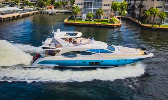 70ft ''Lupo 1'' Azimut FlyBridge Yacht Charter in Sunny Isles Beach, Florida