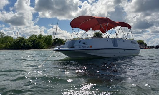 Chaparral 23ft Powerboat with Bimini Cover for Daily Rental in Grand Haven