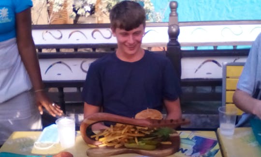 Burger challenge 8 seconds to finish this whopper and fries can you
