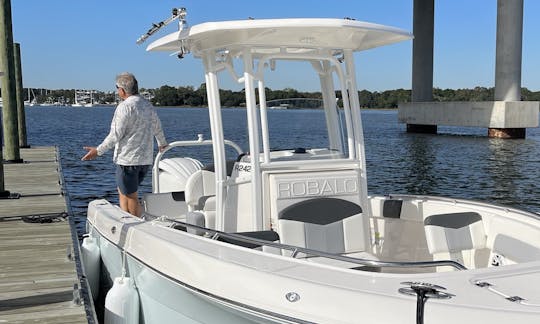 Come for a cruise and some good vibes on this new luxury Robalo 24’ with local native Captain Ashley Prince.