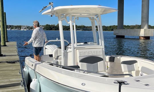 Come for a cruise and some good vibes on this new luxury Robalo 24’ with local native Captain Ashley Prince.