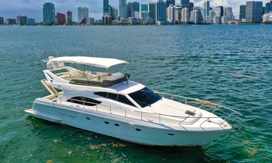 56 ft Ferretti | Party Yacht for up to 13 people | Includes: Captain, floating water mat, cooler w/ ice, water and soda | Contact us to book a memorable experience!