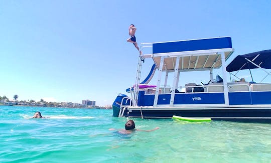 Custom Double Decker 30ft Party Boat Tritoon with Waterslide, Cooler, Ice and more!!