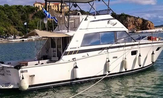 Daily Cruises in Thassos island, Greece with 40' Bertram Yacht