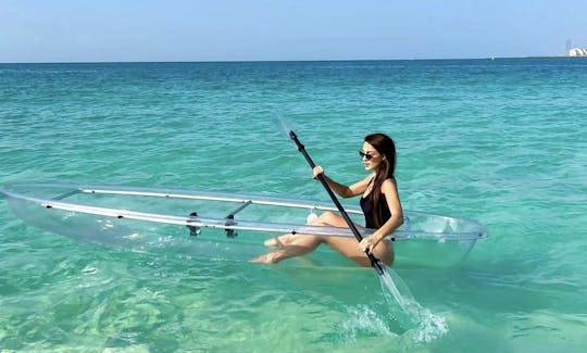 Single rider clear glass bottom kayak