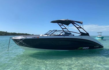 Enjoy This NEW 2022  25ft Yamaha jetboat AR250 Bowrider on the intracoastal or gulf near Clearwater, St. Pete and Tampa.