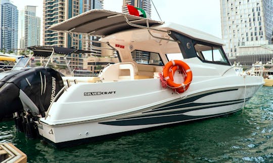 36ft Boat Charter Dubai with Captain & Crew (Silver Craft Yacht for 10 persons)