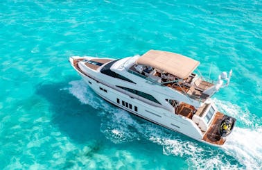 Book this beauty Luxury all the way 68ft Fairline Squadron Yacht  in Cancun with a free waverunner jetski