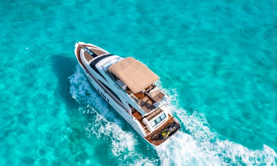 Book this beauty Luxury all the way 68 footer Fairline Squadron Yacht  in CAncun with a free waverunner jetski